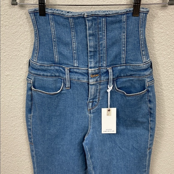 NWT Good American Corset Jean High Waist Duncan Blue Stretch Sz 4 27 - Picture 3 of 11